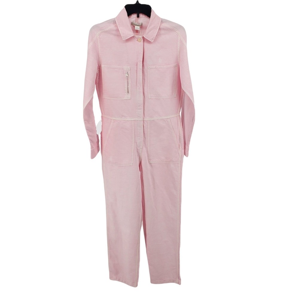 Outerknown Women XS SEA Suit Jumpsuit Pink Organic Cotton Linen Utility 2130005W